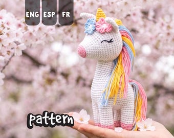 WZÓR SZYDEŁKOWY na jednorożca Lucy | Tęczowa grzywa Amigurumi w formacie PDF | Łatwe szydełkowanie dla początkujących