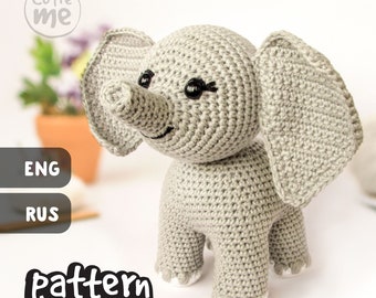 PATTERN. Crochet Elephant Amigurumi Pattern: Dumbo Toy (PDF)