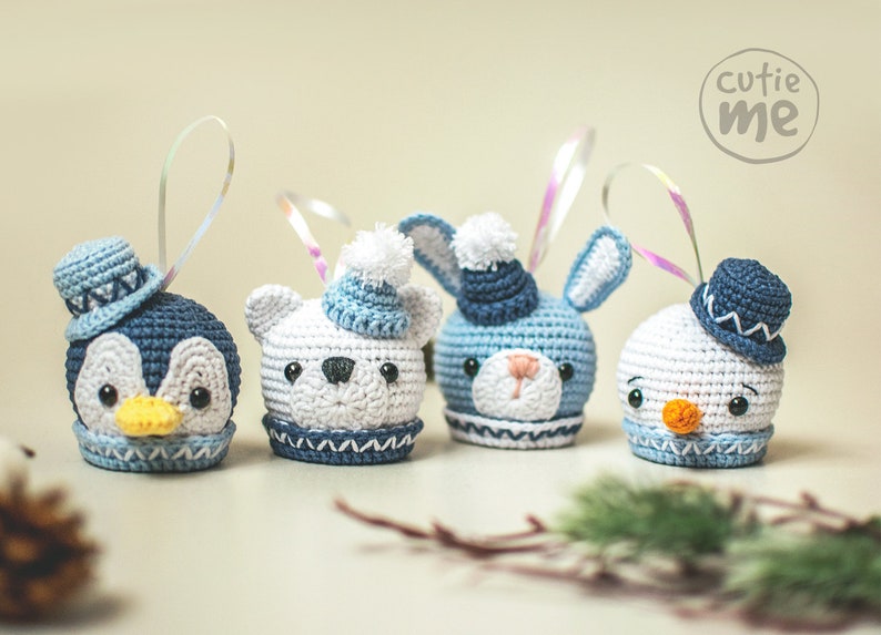 PATTERN Christmas Balls Set. PDF crochet Christmas ornaments pattern, cute Christmas Tree Decorations, Amigurumi Christmas Baubles pattern image 2