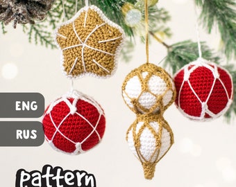PATTERN Christmas Ornaments. PDF crochet Christmas baubles pattern, Christmas Tree Decorations, Amigurumi pattern