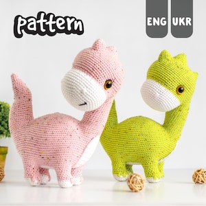PATTERN The Dinosaur Dina. PDF amigurumi crochet Dino pattern