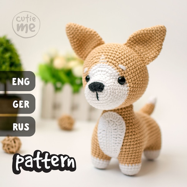 PATTERN The Corgi Lucky. PDF amigurumi crochet Corgi Dog pattern