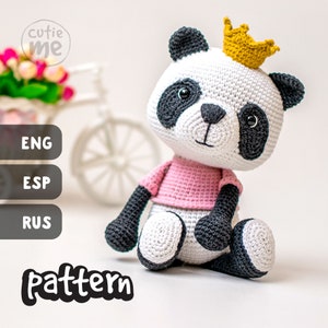 PATTERN Susie the Panda. PDF crochet bear pattern, cute crochet panda bear, Amigurumi Princess Panda