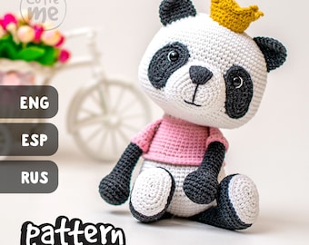 WZÓR Susie the Panda. Wzór na szydełkowego misia w formacie PDF, słodki szydełkowy miś panda, Amigurumi Princess Panda