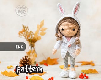 PATTERN. Crochet Doll Pattern: Bonnie in Bunny Coat (PDF)