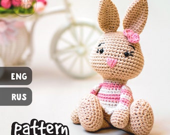 PATTERN. Lilou the Bunny Crochet Pattern: Amigurumi Rabbit Toy (PDF)
