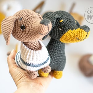 PATRÓN El Perro Salchicha Yumi. PDF amigurumi crochet Patrón Perro Teckel en suéter imagen 5