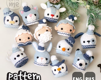 MUSTER 3 in 1 Weihnachtskugeln Set. PDF gehäkelte Anleitung für Christbaumschmuck, Amigurumi Weihnachtsdeko