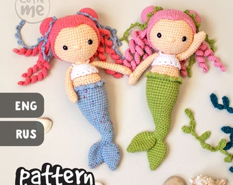 PATTERN: Tina the Mermaid. Lovely crochet mermaid doll pattern, Amigurumi crochet doll