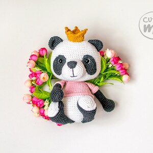 PATTERN Susie the Panda. PDF crochet bear pattern, cute crochet panda bear, Amigurumi Princess Panda image 3