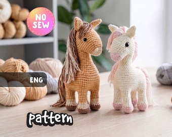 WZÓR NA SZYDEŁKO Betty the Horse | Kucyk amigurumi bez szycia w formacie PDF | Łatwe szydełkowanie dla początkujących