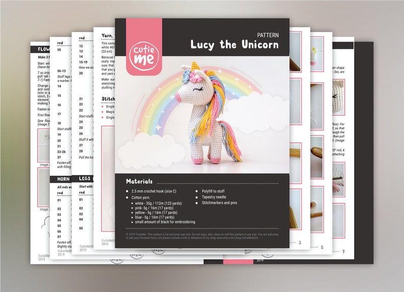 PATTERN Lucy the Unicorn. PDF crochet unicorn pattern, Amigurumi Unicorn image 5
