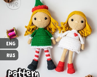 PATRÓN Duende y Ángel de Navidad Patrón de Ganchillo Duende de Navidad Ángel de Navidad PDF Patrón Muñeco de Ganchillo Patrón Amigurumi Muñeco de Navidad