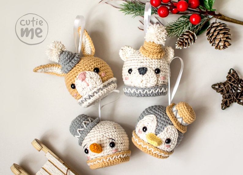 PATTERN Christmas Balls Set. PDF crochet Christmas ornaments pattern, cute Christmas Tree Decorations, Amigurumi Christmas Baubles pattern image 3