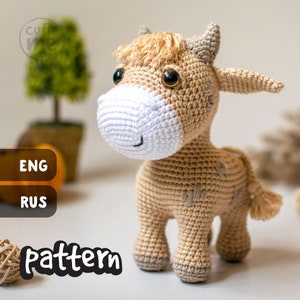 PATTERN. Crochet Bull Amigurumi Tutorial: Potap the Bull (PDF)
