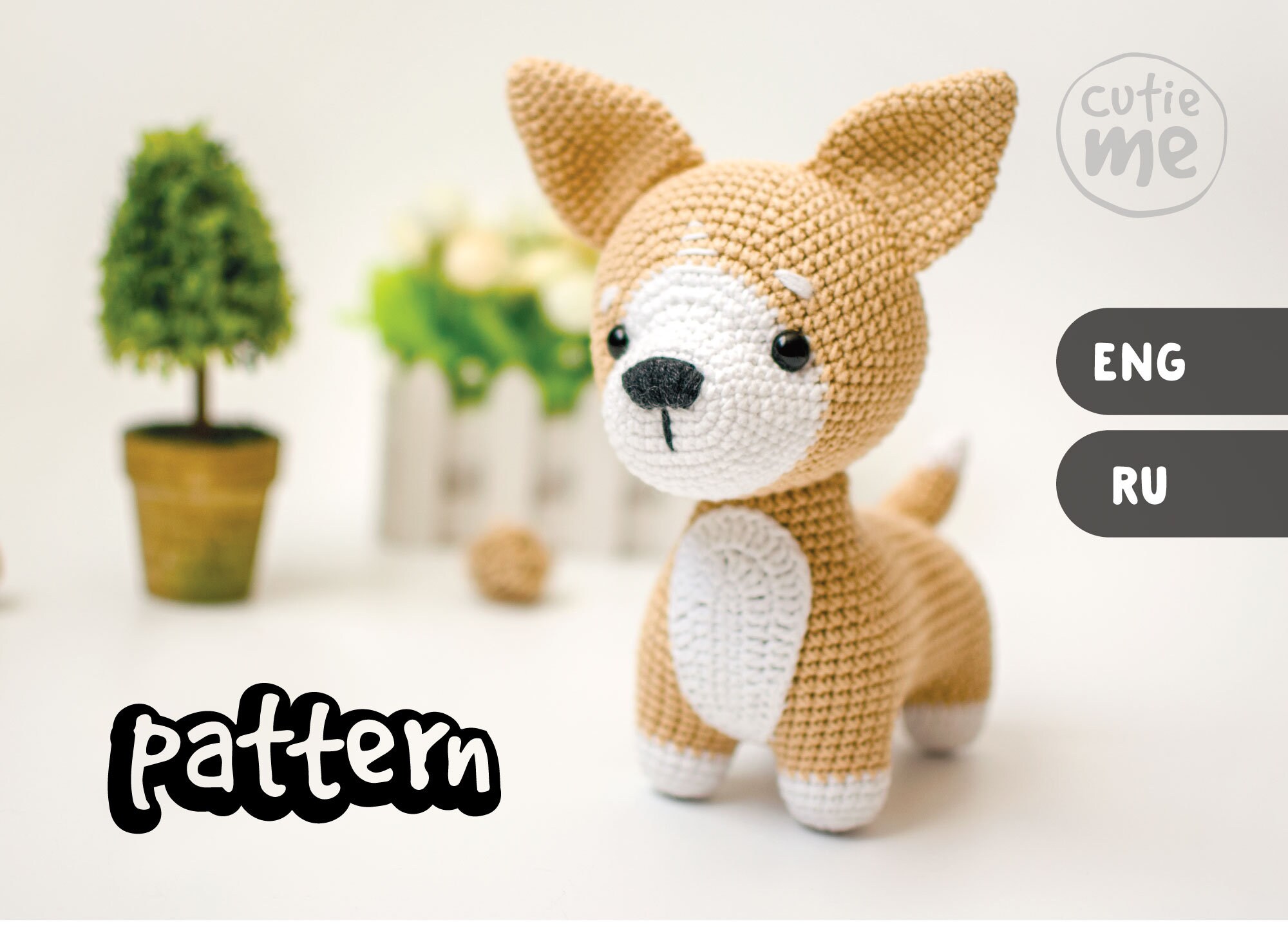 PATTERN The Corgi Lucky. PDF amigurumi crochet Corgi Dog pattern