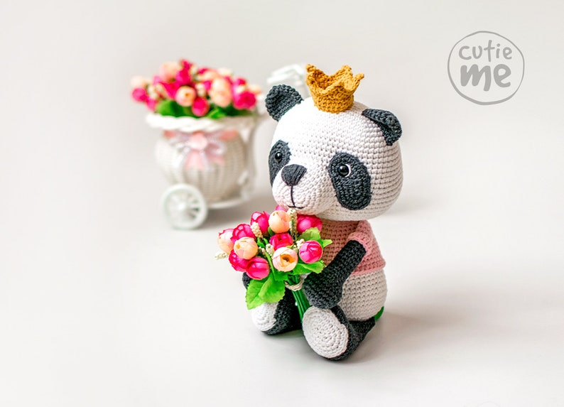 PATTERN Susie the Panda. PDF crochet bear pattern, cute crochet panda bear, Amigurumi Princess Panda image 4