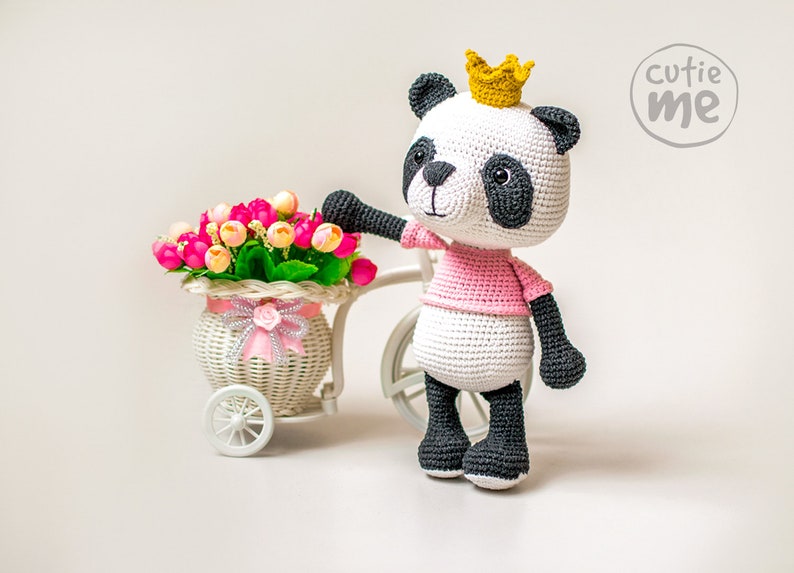 PATTERN Susie the Panda. PDF crochet bear pattern, cute crochet panda bear, Amigurumi Princess Panda image 2