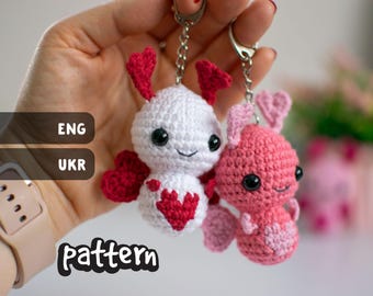 PATTERN. Love Bug Keychain Crochet PDF – Amigurumi Valentine, Heart Bug, Cute Gift, Instant Download, English & Ukrainian