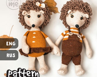 PATTERN Bob and Lola Hedgehogs Crochet Pattern Hedgehog PDF Pattern Amigurumi Pattern Instant Download Animal Crochet Pattern