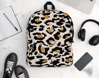 Cheetah Print Laptop Backpack: Water-Resistant Book Bag