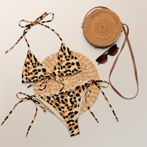 Cheetah print string bikini, women&#39;s swimwear, women&#39;s bikini, cheetah swimsuit, two piece swimsuit, string bikini for women