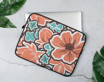 Hawaiian Floral Laptop Sleeve: Padded Neoprene Laptop Case