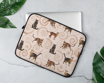 Funda para portátil Cat: acolchada de neopreno, resistente al agua