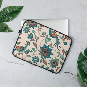 Floral Laptop Sleeve, colorful laptop case, gift ideas, Birthday, Easter, Mother&#39;s Day, laptop protective case