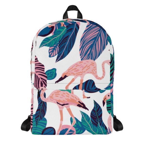 Pink Flamingo Backpack, Girls Backpack, Bookbag, Gift ideas, Back to School, Women's Backpack