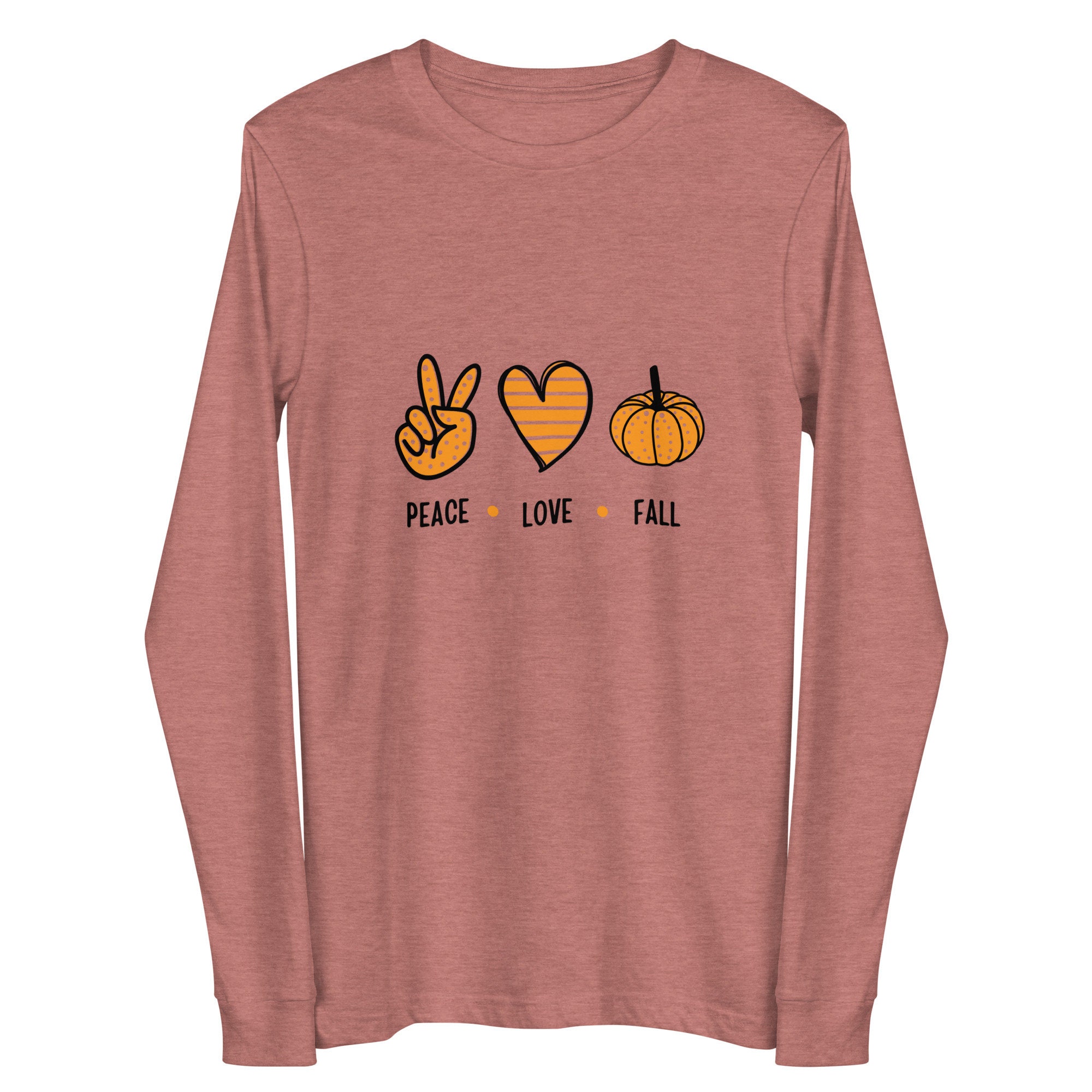 Fall Long Sleeve Tee, Peace, Love, Fall, Autumn Long Sleeve