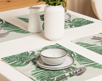 Green Leaf Placemat Set, manteles de mesa, inauguración de la casa, ideas de regalos, mesa de comedor, decoración del hogar