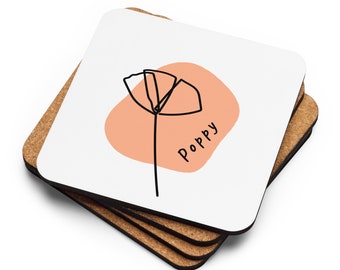 Poppy Cork-back coaster