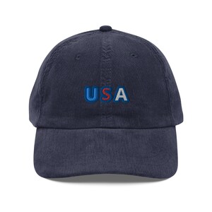 USA Embroidered hat, Vintage corduroy cap, soft corduroy hat, great gift idea, cute hat, corduroy baseball hat,