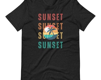 Uniseks T-shirt Retro Sunset met print