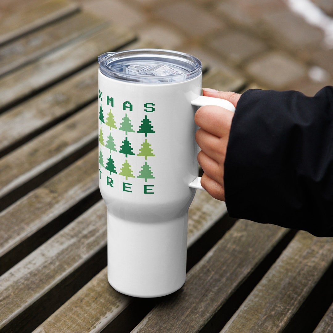 Christmas Travel Mug With a Handle Xmas Tree Mug Christmas Etsy