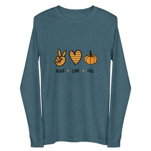 Herfst T-shirt met lange mouwen, vrede, liefde, herfst, herfst T-shirt met lange mouwen, cadeau-ideeën, herfststijl, tops met lange mouwen, stijlvol herfstshirt