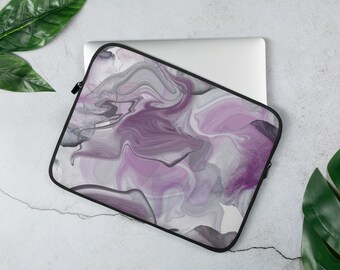 Purple Swirl Laptop Sleeve: Water-Resistant Neoprene Case