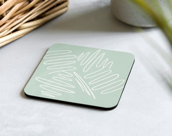 Green abstract Cork-back coaster | drink coaster | green coaster | Art drink coaster | Birthday gifts | Gift ideas | Christmas gifts |