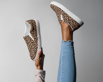 Cheetah Women’s slip-on canvas shoes, birthday gifts, Mother's Day, Valentine's Day, Spring, slip on shoes, gifts for her