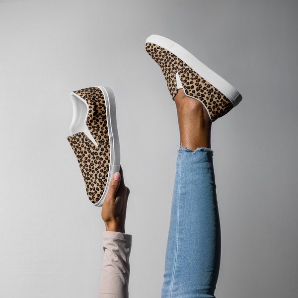 Cheetah Women’s slip-on canvas shoes, birthday gifts, Mother's Day, Valentine's Day, Spring, slip on shoes, gifts for her