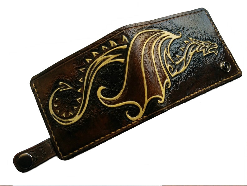 Dragon wallet Genuine Leather wallet Men's wallet Etsy