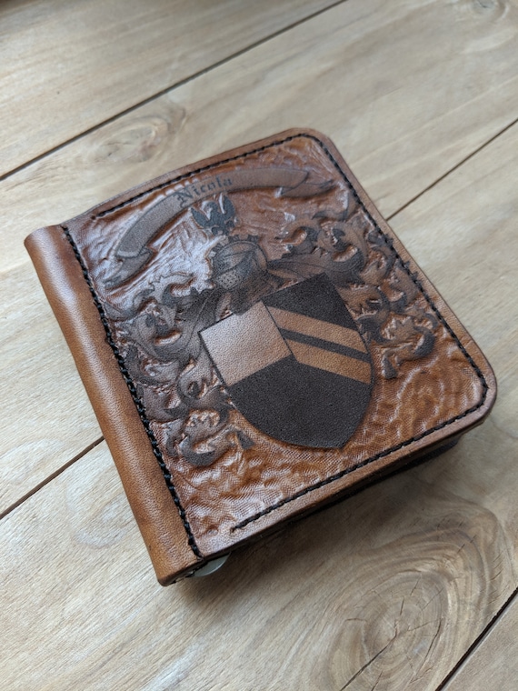 Coat of Arms Crest Emblem 3D Genuine Leather Wallet 