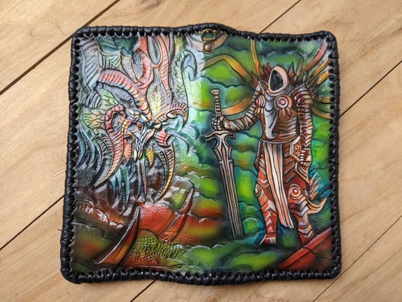  Men's 3D Genuine Leather Wallet, Hand-Carved, Hand