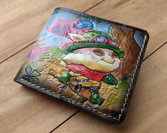 Video Game Inspired, Men's 3D Genuine Leather Wallet, Bifold wallet, Handmade wallet, Carved wallet, Tooled wallet, Airbrush Art, G(12)