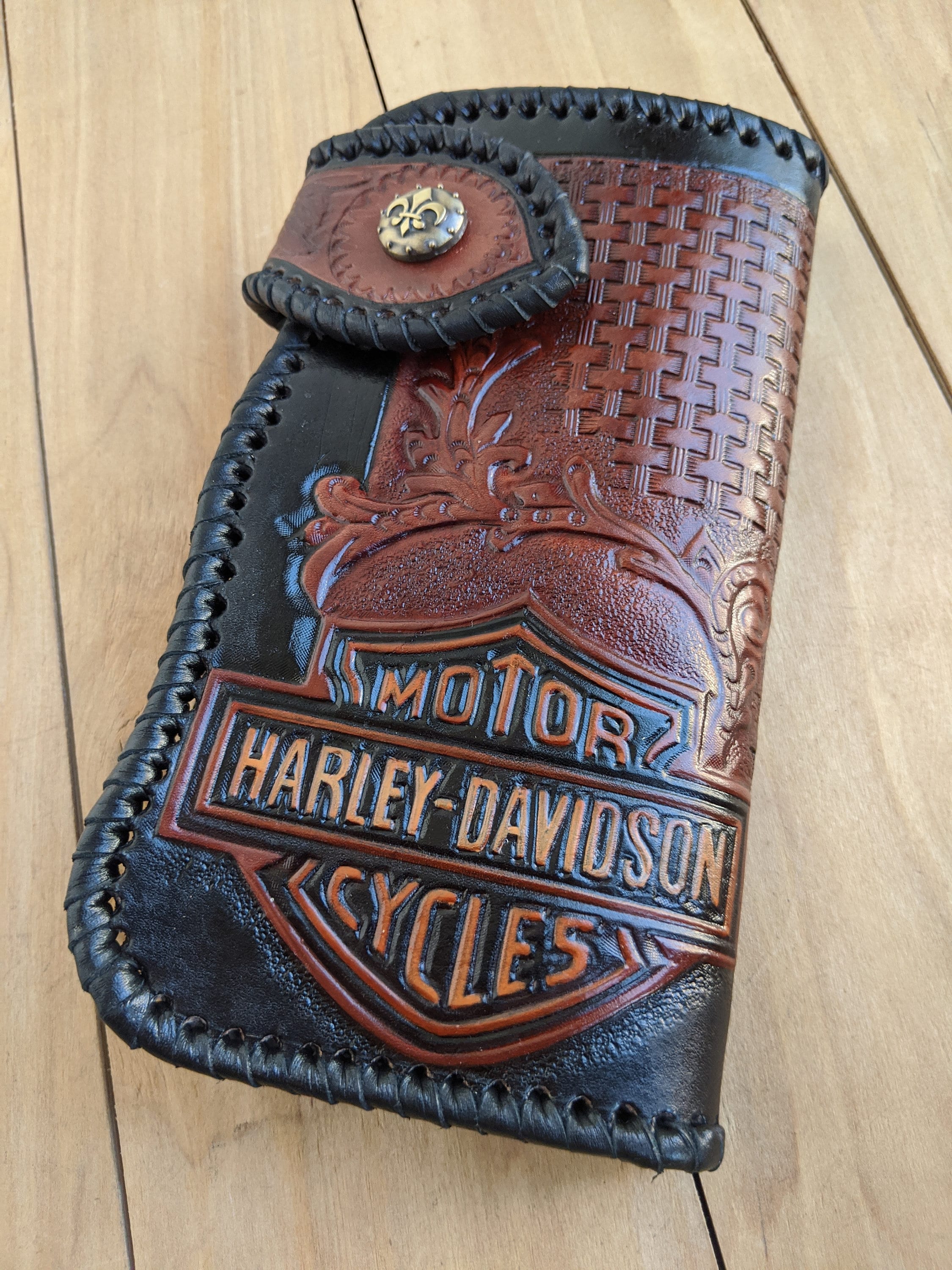 HarleyDavidson Biker wallet Long Travel wallet Genuine Etsy