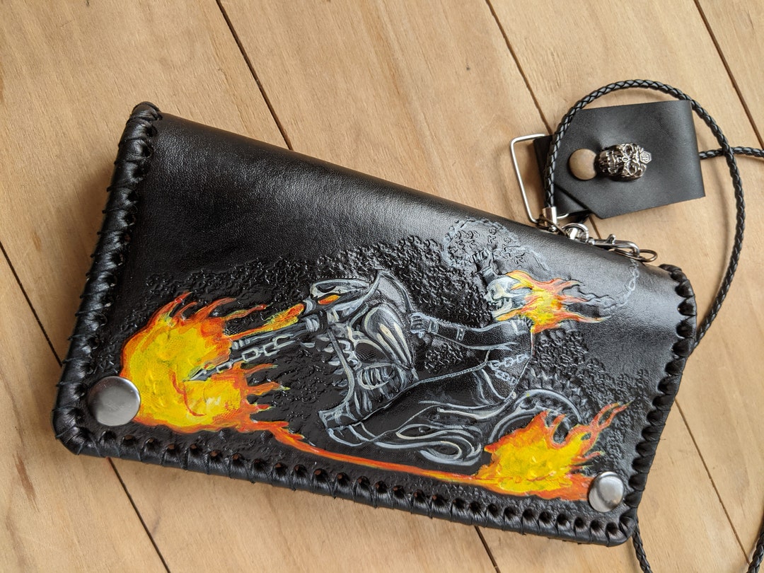  Men's 3D Genuine Leather Wallet, Hand-Carved, Hand-Painted,  Leather Carving, Custom wallet, Personalized wallet, Dragon wallet :  Handmade Products