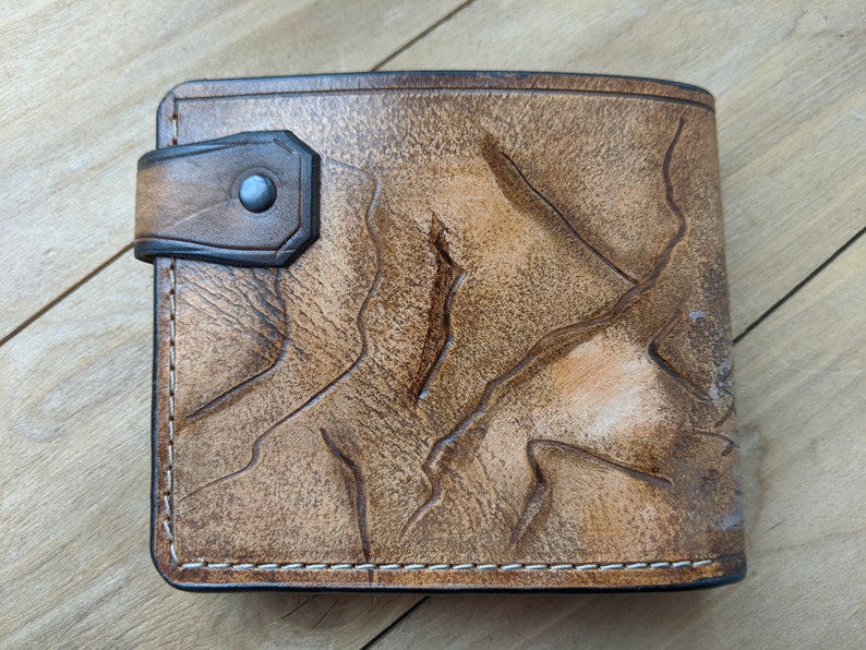 Grizzly Bear Forest Genuine Leather wallet Men's Etsy