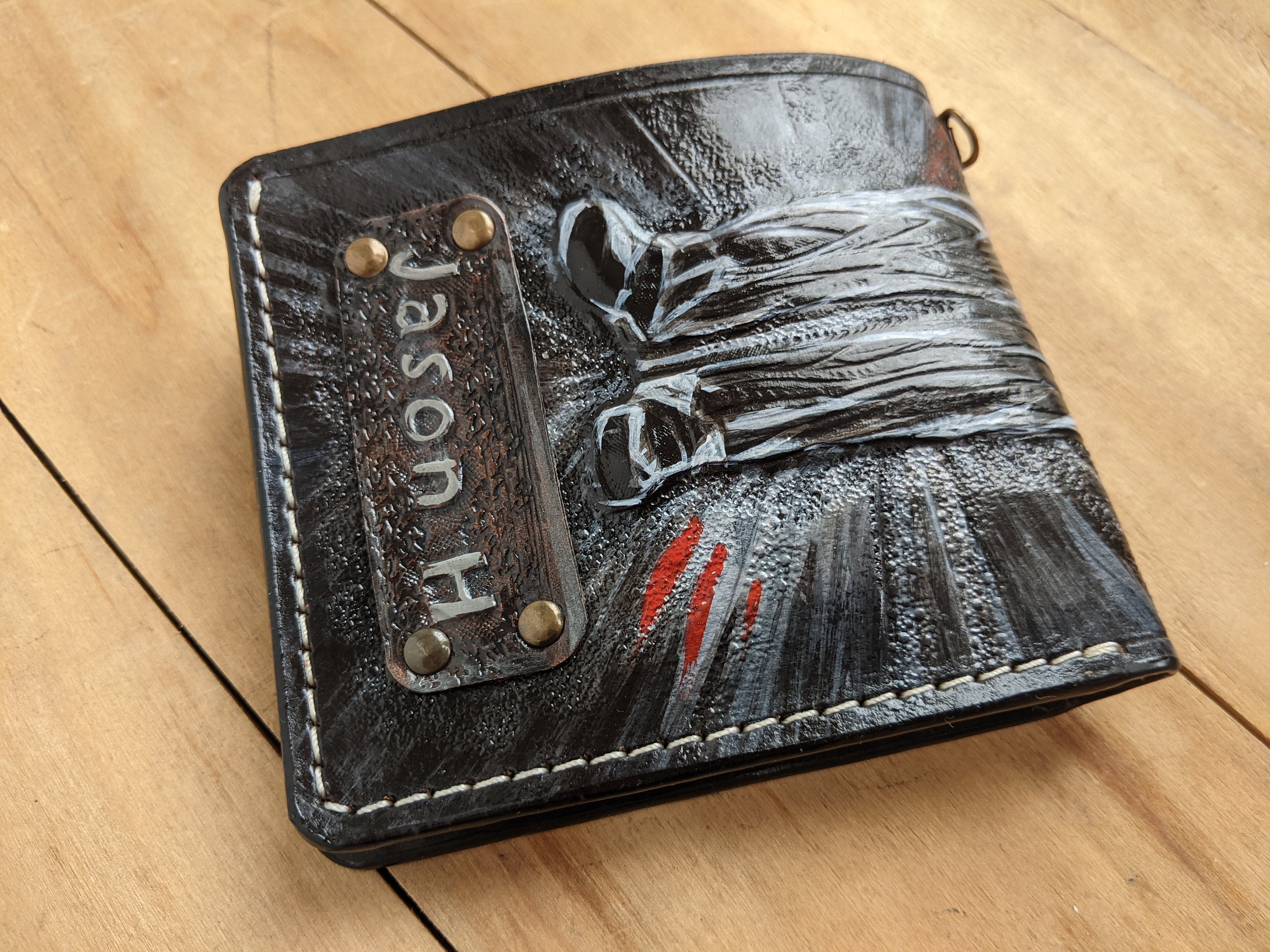 Melting Skull, Zombie, Skeleton, Men's 3D Genuine Leather Wallet, Hand-Carved, Hand-Painted, Leather Carving, Custom Wallet, Personalized Wallet