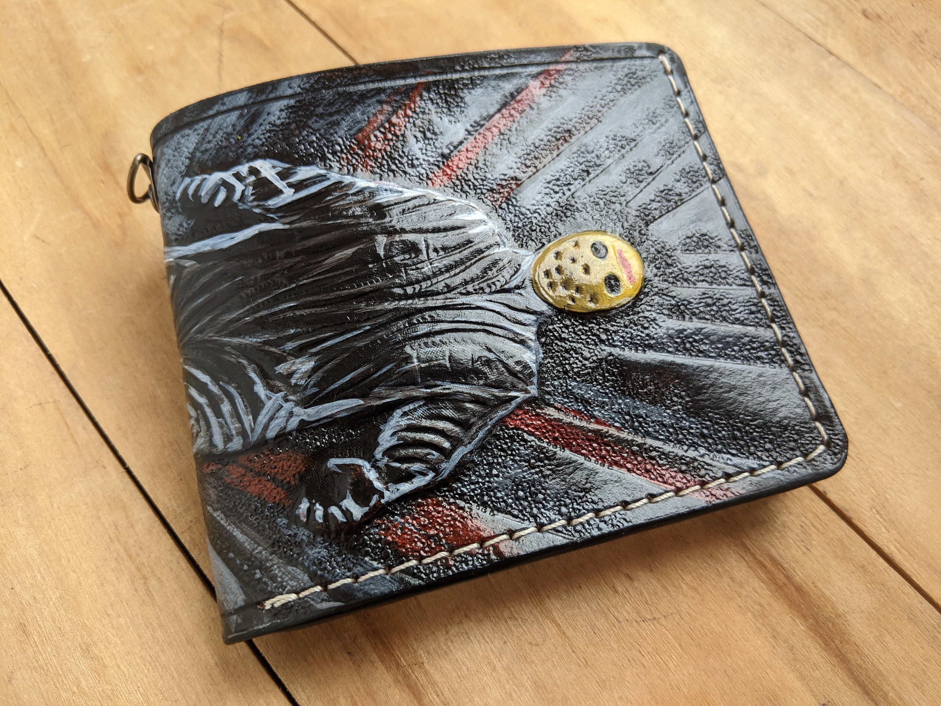 Men's 3D Genuine Leather Wallet, Hand-Carved, Hand-Painted, Leather Carving, Custom Wallet, Personalized Wallet, Spiderman